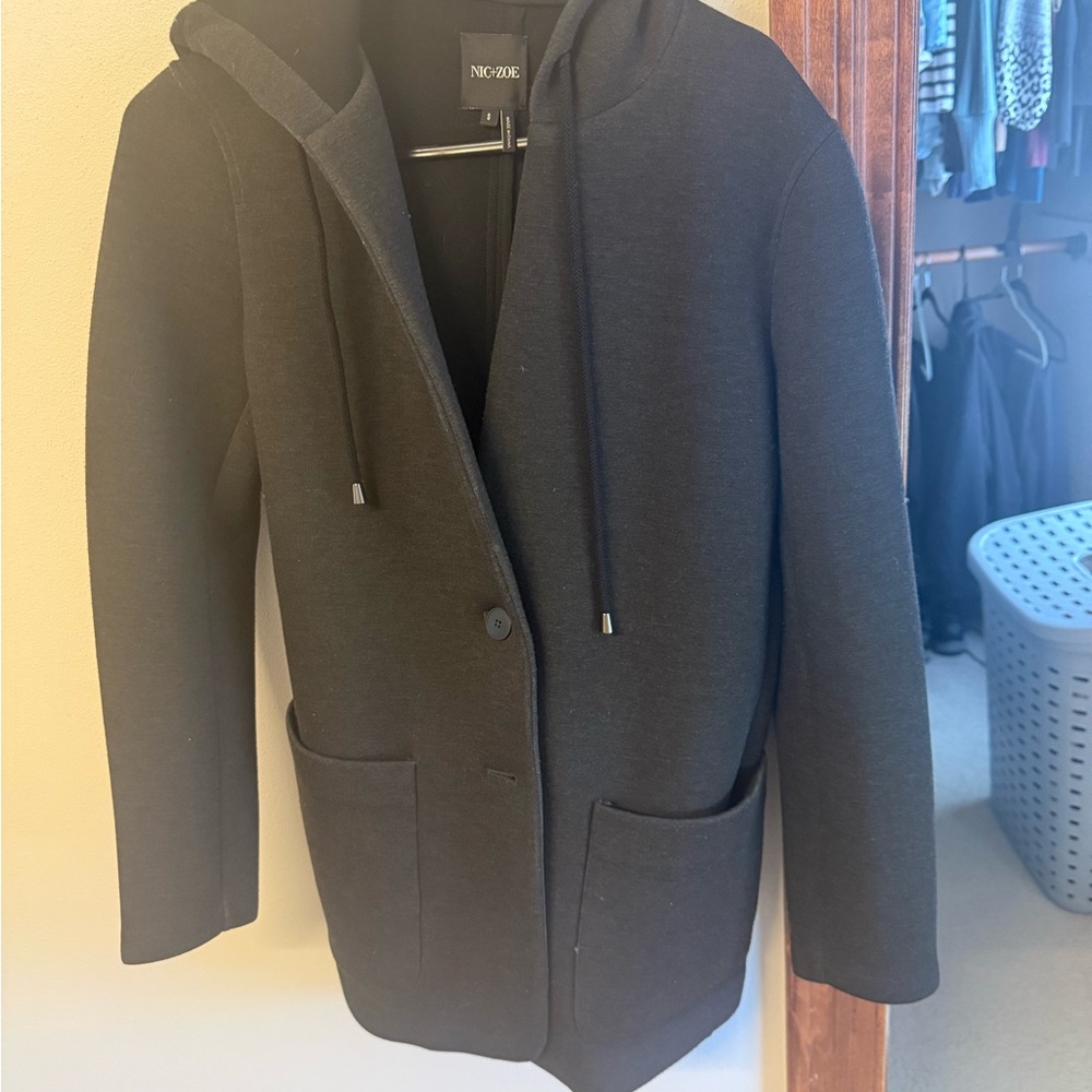 Nic+Zoe Men's Black Hooded Button Jacket